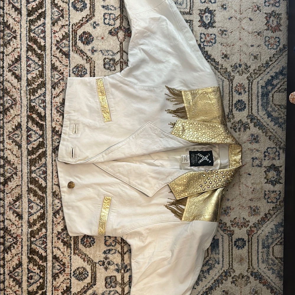 White and Gold Fringe Jacket